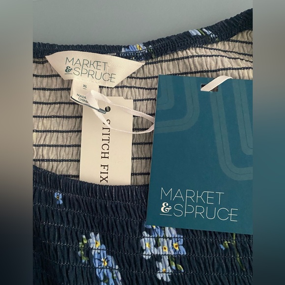 Market & Spruce Navy Sleeveless Maxi Dress with Light Blue Floral Print NWT XL - Picture 5 of 6